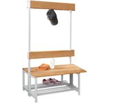Omkleedbank 1000x770mm Houten Latten M.Schoenenrek Dubbel Lichtgrijs