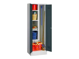 Schoonmaakkast HxBxD 1850x600x500mm Klink Sokkel RAL7035 Front RAL7016 - 2