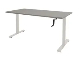 Dextro Slinger Bureau Zit-sta T-poot 140x80 Licht Grijs 25mm Wit