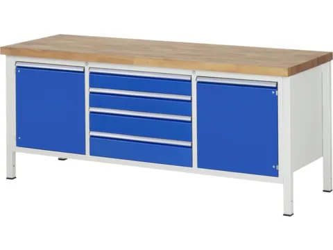 werkbank,HxBxD 840-1040x2000x700mm,beukblad,draagverm. 1250kg,4voeten