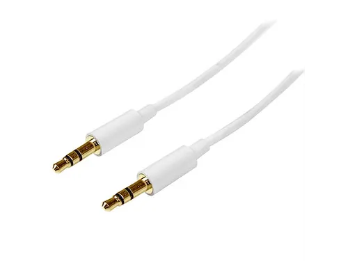 1m slim 3,5 mm stereo/audiokabel M/M wit