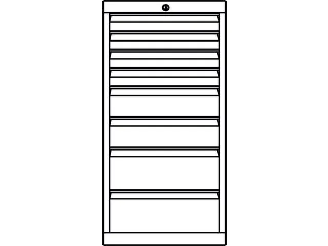 Ladenkast HxBxD 1000x1023x600mm 8 Laden Ral7035