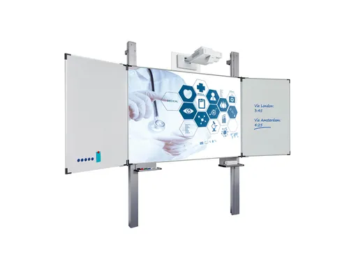 Projectiebord 120x214cm emailstaal mat wit Extraflat 5-vlaks Kolom