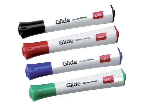 Viltstift Nobo Whiteboard Glide Rond Assorti 3mm Blister à 4st