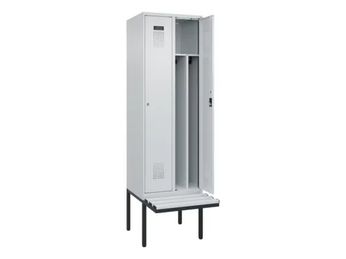 locker met bank,voor scheiding van kleding,HxBxD 2120x600x815mm,2vak