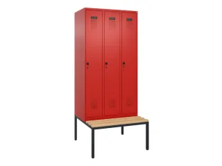locker met bank,HxBxD 2120x900x815mm,3vak,vak B 300mm,draaigrendel - 3