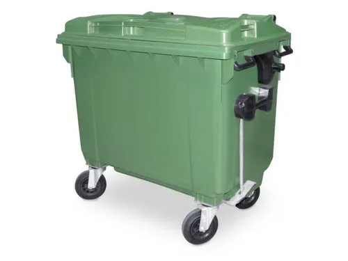 Vuilcontainers,660l,romp HDPE groen,HxBxD 1165x1265x775mm,4zwenkwielen