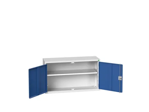wandkast 600x1050x350mm 1xStalen bodem sokkel Ral 7035 front Ral 5010