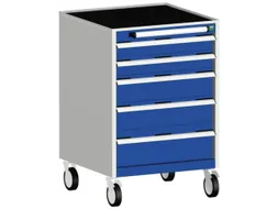 ladekast verrijdbaar 980x650x650mm 5laden romp RAL7035 front RAL5010