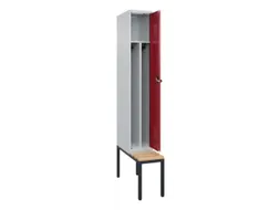 locker met bank,voor scheiding van kleding,HxBxD 2120x300x815mm,1vak