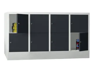 lockerkast,HxBxD 855x1600x500mm,4x2vakken,RAL7035,front RAL7016 - 2