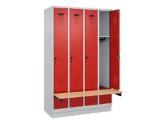 locker met bank,HxBxD 1950x1200x815mm,4vak,vak B 300mm,draaigrendel
