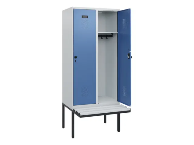 locker met bank,HxBxD 1950x800x815mm,2vak,vak B 400mm,draaigrendel