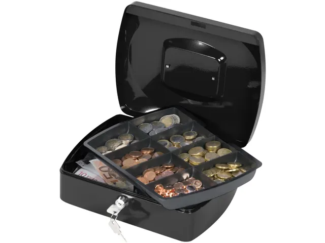 Geldkoffer Zwart 255x200x85mm Inclusief 2 Sleutels