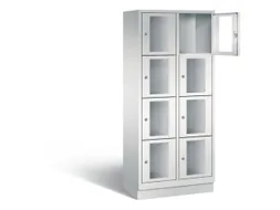 Lockerkast 1800x810x500mm 2x4 vakken Cilinderslot, Sokkel, RAL7035