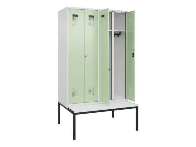 locker met bank,voor scheiding van kleding,HxBxD 2120x1200x815mm,4vak