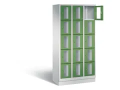 Lockerkast 1800x900x500mm 3x5 vakken Cilinderslot, Sokkel, RAL6011