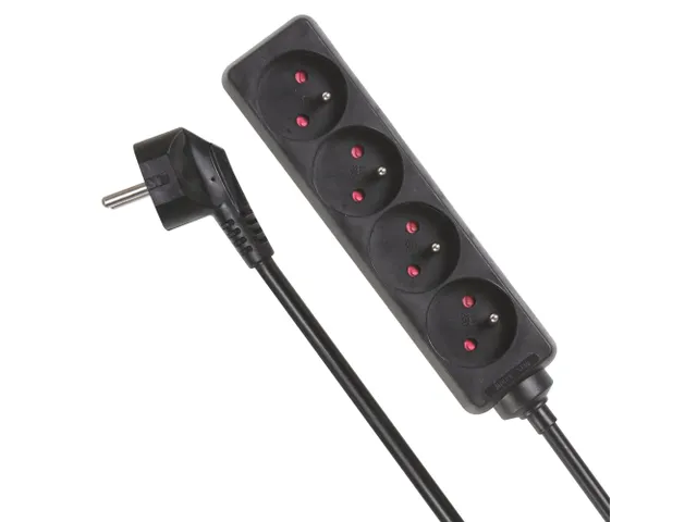 4-Voudige Stekkerdoos - 5m Kabel - Zwart - Penaarde