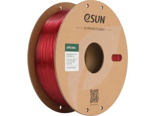 3D Printer Filament eTPU-95A eSun 1,75mm Transparant Rood 1kg