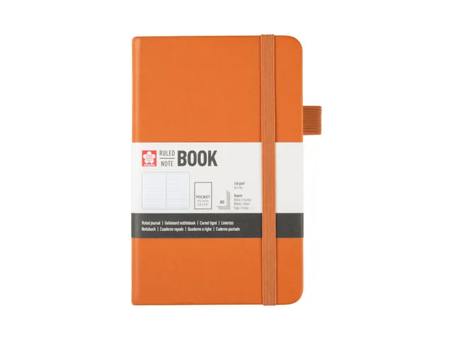 Notitieboek Sakura hard cover pocket lijn amber 90x140mm