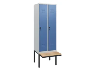 locker met bank,HxBxD 1950x600x815mm,2vak,vak B 300mm,draaigrendel - 1
