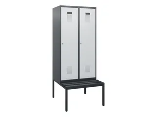 locker met bank,HxBxD 1950x800x815mm,2vak,vak B 400mm,cilinderslot - 2
