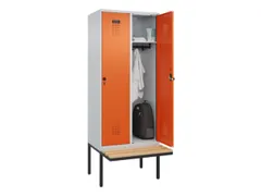 locker met bank,HxBxD 2120x800x815mm,2vak,vak B 400mm,draaigrendel