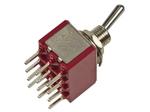 Verticale Tiumelschakelaar 4PDT On-On - Pcb Type