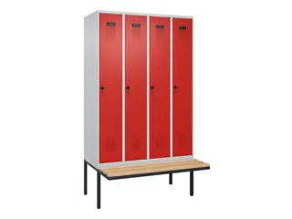 locker met bank,voor scheiding van kleding,HxBxD 2120x1200x815mm,4vak - 2