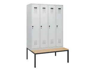 locker met bank,HxBxD 1950x1200x815mm,4vak,vak B 300mm,draaigrendel - 2