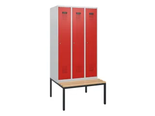locker met bank,HxBxD 1950x900x815mm,3vak,vak B 300mm,cilinderslot - 2