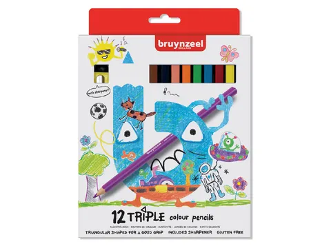 Kleurpotlood Bruynzeel Kids Triple set à 12 kleuren