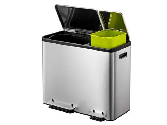 Ecocasa Recycler Pedaalemmer 30+15 Liter mat RVS