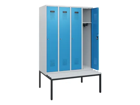 locker met bank,HxBxD 1950x1200x815mm,4vak,vak B 300mm,cilinderslot