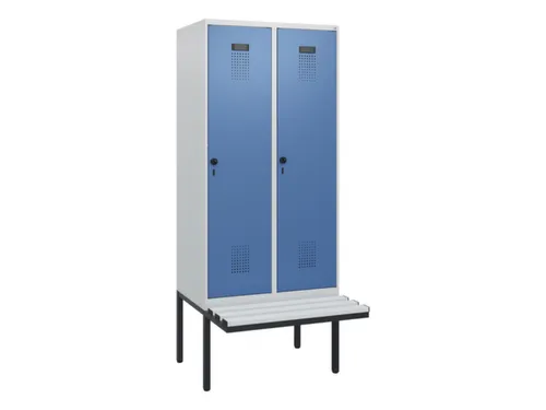locker met bank,HxBxD 1950x800x815mm,2vak,vak B 400mm,draaigrendel