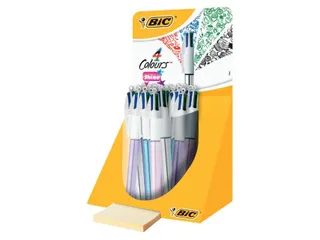 Balpen Bic 4Kleuren Shine Zilver/Paars/Roze/Blauw Display à 20 Stuks - 1