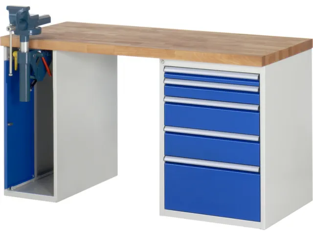 werkbank,HxBxD 890x1500x700mm,beukblad,draagverm. 750kg,2containers