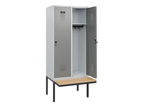 locker met bank,HxBxD 1950x800x815mm,2vak,vak B 400mm,draaigrendel