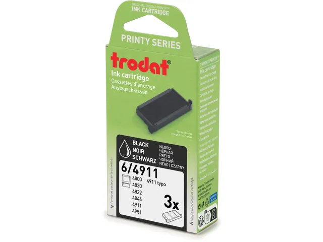Trodat Vervangkussen voor stempel 4911/4820/4822/4846 3 stuks Zwart