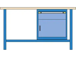 werkbank,HxBxD 840x1500x700mm,multiplexblad,RAL7035,front RAL7035
