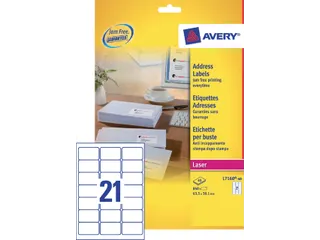 Adresetiket Avery QuickPeel L7160-40 63.5x38.1mm Wit 840 stuks - 2