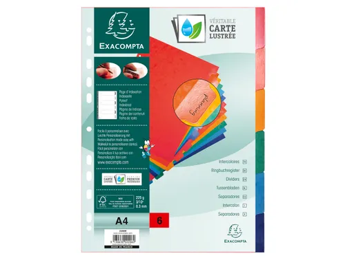 Tabblad Glanskarton 225 Gram A4 6Tabs