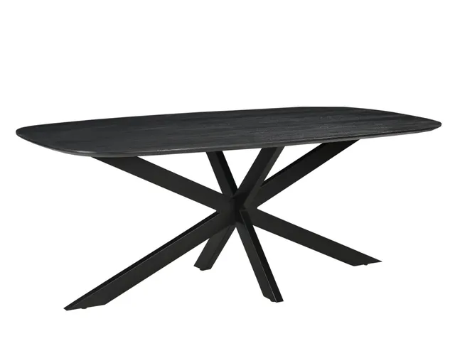 Vergadertafel Harper Deens Ovaal 200x100cm Zwart blad met Spinpoot