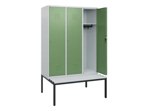 locker met bank,HxBxD 1950x1200x815mm,3vak,vak B 400mm,cil.-slot
