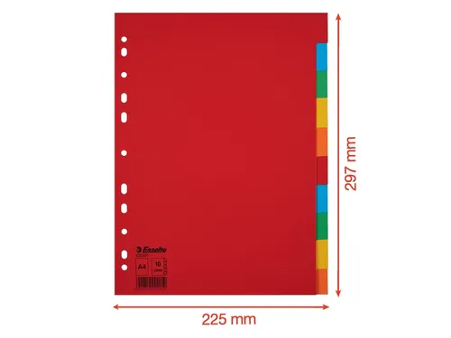 Tabbladen Esselte A4 11-gaats Karton 10-delig Blanco Tabs Kleur