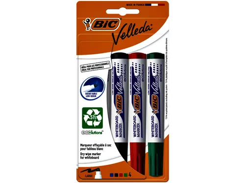 Viltstift Bic Velleda 1704 whiteboard rond large assorti 4 Stuks