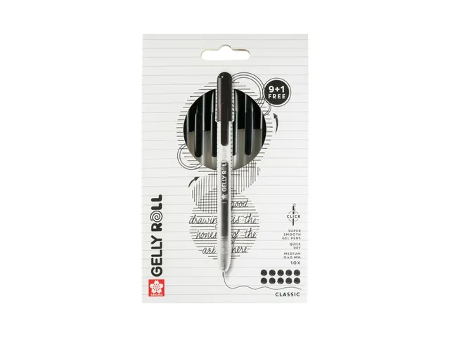 Stylo gel Sakura Gelly Roll Classic 08 rétractable set 10 couleurs no