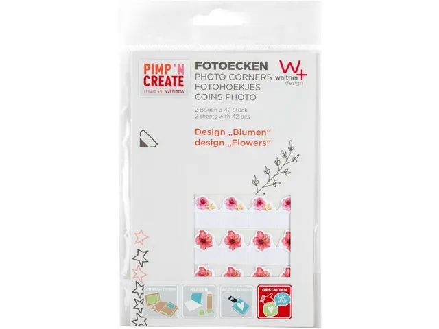 Fotohoeken walther design bloemen 2 vellen à 42 stuks