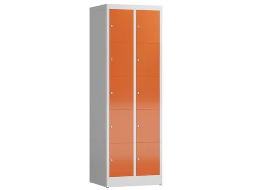 Lockerkast 1800x590x500mm 2x5 vakken cilinderslot, sokkel, RAL3000