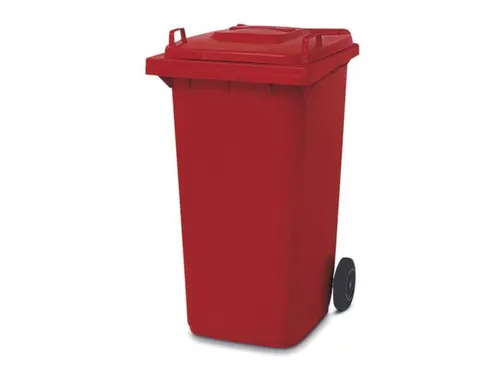 Vuilcontainer PE 240 liter HxBxD 1100x580x740mm met wielen rood